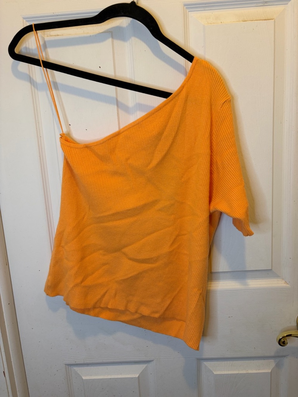 Vero Moda Bright Orange One-Shoulder Ribbed Knit Top